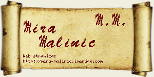 Mira Malinić vizit kartica